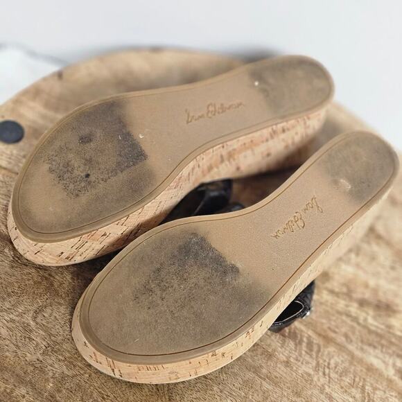 Sam Edelman Black Wedge Sandal Size 8.5 Vacation Beach Summer Romy Neutral - Picture 6 of 7
